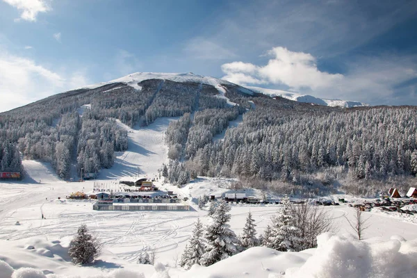 Paisagem Montanha Inverno Com Neve Pesada Bjelasnica Bósnia Herzegovina — Fotografia de Stock