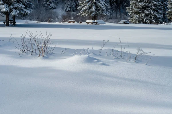 Paisagem Montanha Inverno Com Neve Pesada Veliko Polje Igman Bósnia — Fotografia de Stock