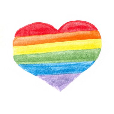  El yapımı suluboya Lgbt kalbi. Gökkuşağı duyuyor