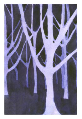 Resmetmek için büyük koyu mor suluboya ormanı