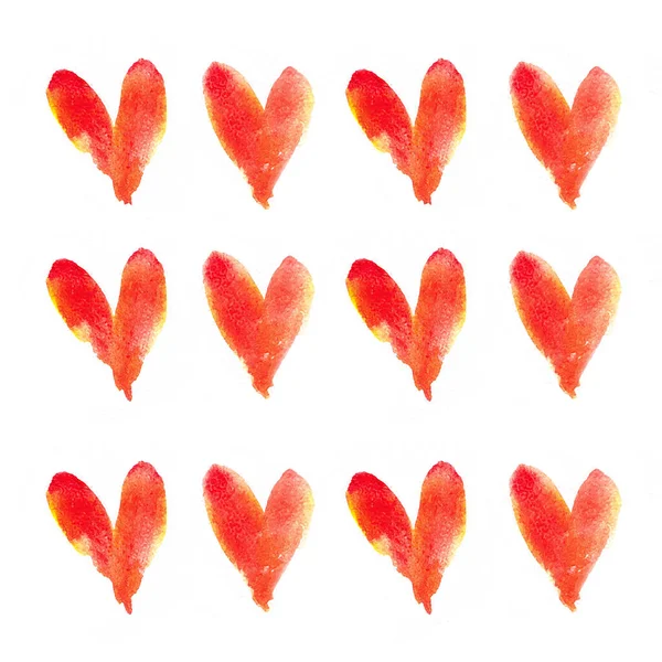 Απρόσκοπτη Ακουαρέλα Μοτίβο Τακτικές Πολύχρωμες Καρδιές Ελαφρές Και Απαλές Αποχρώσεις — Φωτογραφία Αρχείου