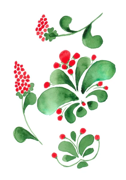 カード 結婚式のイラストのための花や葉の美しい水彩画のパターン — ストック写真