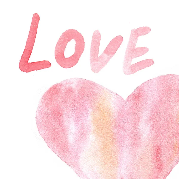Padrão Aquarela Com Corações Coloridos Regulares Amor Tinturas Leves Suaves — Fotografia de Stock