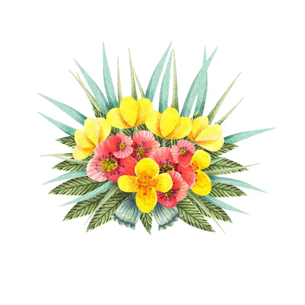 Malowana Kompozycja Akwareli Kwiatów Pastelowych Kolorach Element Projektowania Kartka Życzeniami — Zdjęcie stockowe