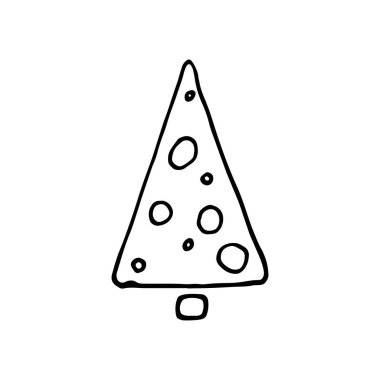 Hand drawn doodle of Christmas and Holidays trees. Trees for New Year and Christmas greeting cards, wrapping holiday design. Vector art illustration.