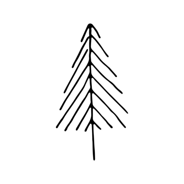 Handgetekende Doodle Van Kerst Feestbomen Bomen Voor Nieuwjaar Kerstmis Wenskaarten — Stockvector