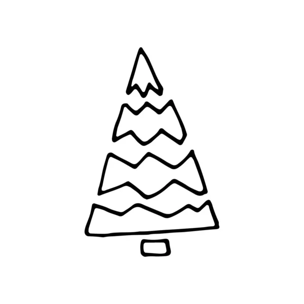 Doodle Dessiné Main Des Arbres Noël Des Fêtes Des Arbres — Image vectorielle