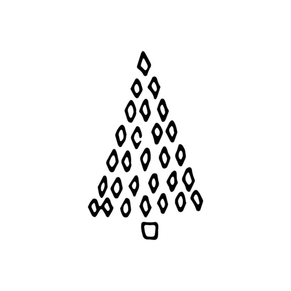 Doodle Desenhado Mão Árvores Natal Feriados Árvores Para Cartões Felicitações —  Vetores de Stock