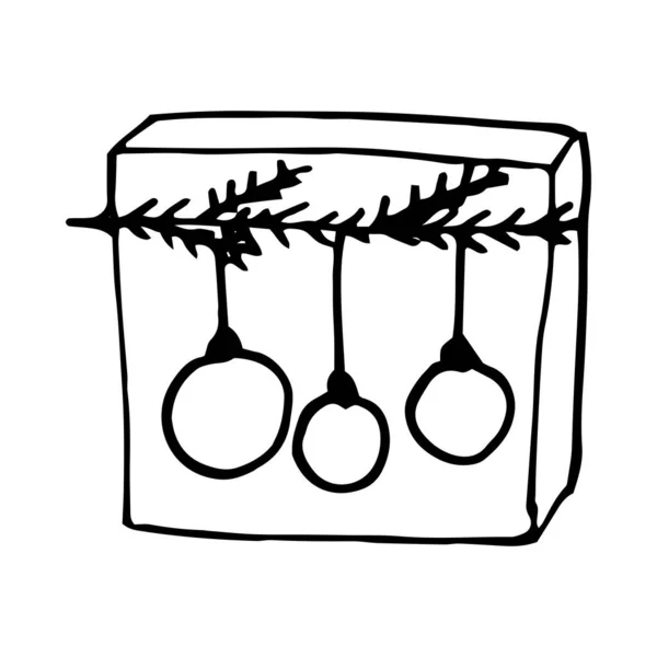 크리스마스 상자는 낙서를 합니다 바탕에 — 스톡 벡터