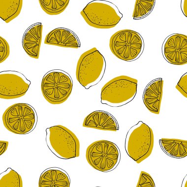 Güzel limon çizimi olan parlak yaz karalamaları. Ne?