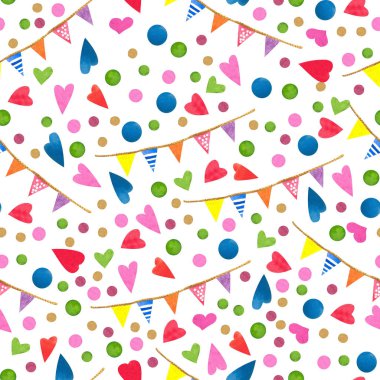 Seamless dotted pattern with pink, red, burgundy, green, blue, b