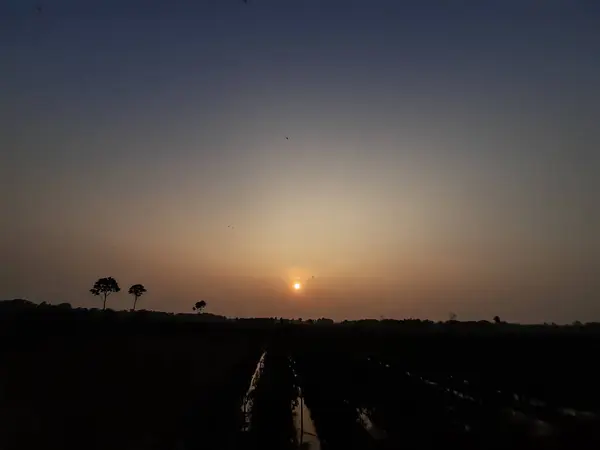 Ινδικό Περιβάλλον Χωριό Κατά Ηλιοβασίλεμα Φως Του Ήλιου Μπλε Του — Φωτογραφία Αρχείου