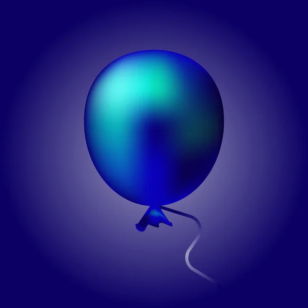 Balão Azul Brilhante Realista Fundo Azul Ilustração Vetor Para Seu — Vetor de Stock