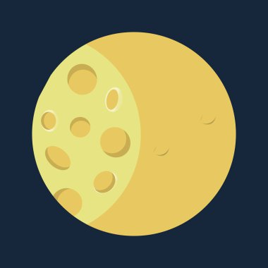 Lacivert gökyüzünde çizgi film tarzında dolunay. Vektör çizimi..