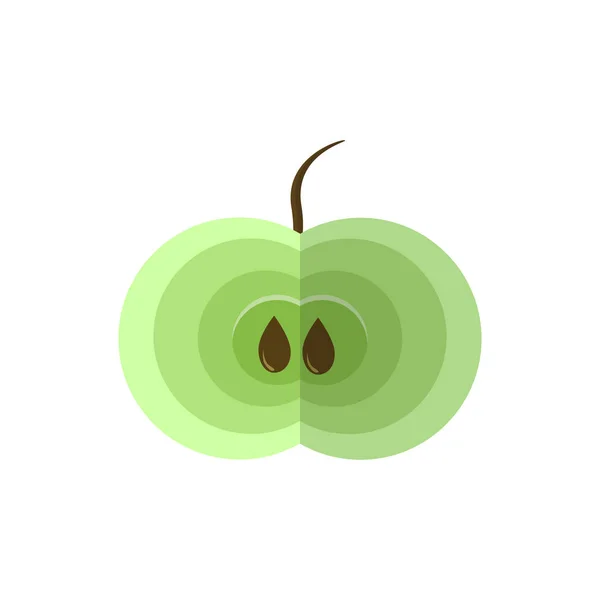 Σχέδιο Πράσινου Μήλου Απλό Επίπεδο Στυλ Εικονογράφηση Διανύσματος — Διανυσματικό Αρχείο