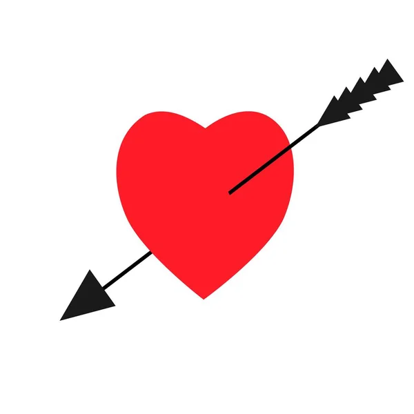 恋人の日のための矢印と心 白い背景にベクトルイラストが孤立しています シンプルな装飾用フラット グリーティングカード 愛の象徴 — ストックベクタ