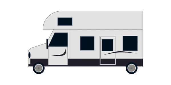 Camping Ρυμουλκούμενο Απομονώνονται Λευκό Φόντο Σπίτι Φορτηγό Επίπεδη Διανυσματική Απεικόνιση — Διανυσματικό Αρχείο