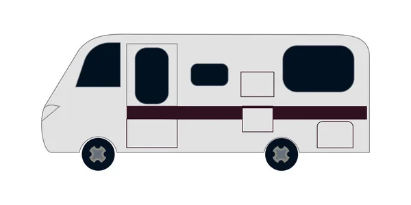 Camping Trailer Isolado Fundo Branco Casa Caminhão Plano Vetor Ilustração — Vetor de Stock