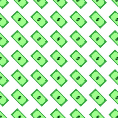 Basit, pürüzsüz bir desen. Beyaz arka planda yeşil dolar. Paket kağıdının tasarımı için.