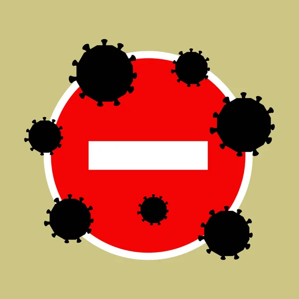 Ein Coronavirus Symbol Mit Einem Fahrverbot Neue Coronavirus Bakterien Keine — Stockvektor