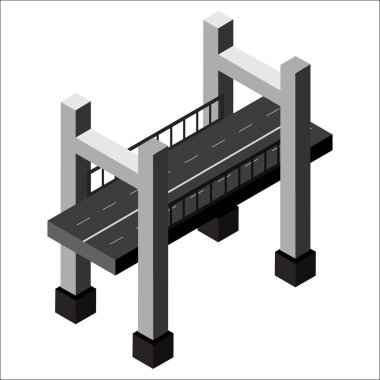Isometric biçim simgesi. Yol briç eşölçümü. Beyaz bir arkaplanda izole edilmiş..