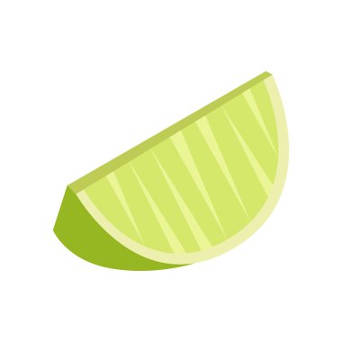 Limon parçası izometrik gıda ikonu. Beyaz arka planda izole edilmiş Meksika, vejetaryen yiyecekler..