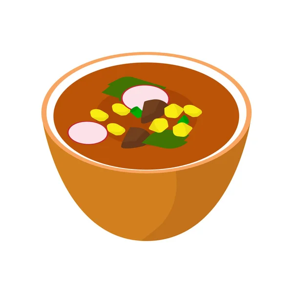 Isométrique Icône Style Mexican Illustration Alimentaire Posole Vecteur Alimentaire Isolé — Image vectorielle