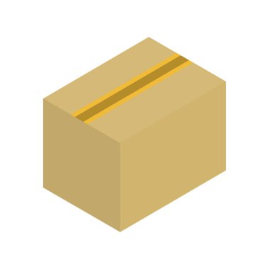 Isometric tarzı simge. Paket kutusu simgesi. Karton ambalaj vektör çizimi beyaz arkaplanda izole edildi.