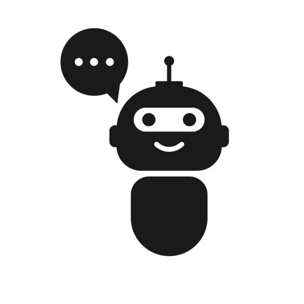 Icono de Chatbot sobre fondo blanco. Icono del bot. Lindo bot con burbuja de habla. Robot de servicio al cliente sonriente para un perfecto servicio móvil y web . — Foto de Stock