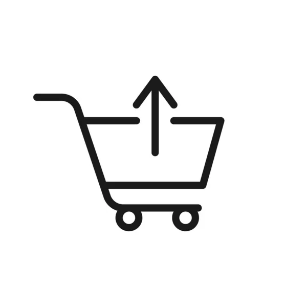 Shopping cart with up arrow sign. Cancel or delete purchase icon. E-commerce, online shopping cancel purchase concept for modern web and mobile concept. Cancelled parcel, delivery denials. — Stock Photo, Image