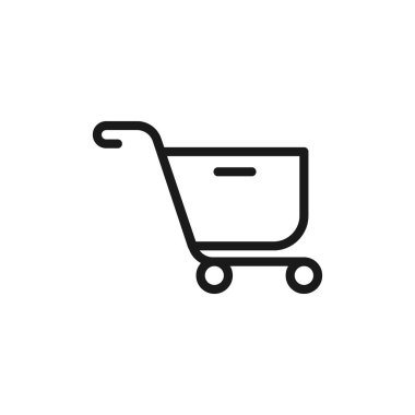 Alışveriş arabası ikonu. Satmak, tabela almak. E-ticaret, web mağazası sembolleri. Araç, çıkış, yükleme, bagaj, alışveriş, alışveriş sepeti simgesi.