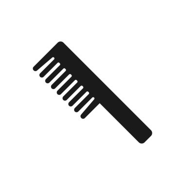 Beyaz arkaplanda tarak simgesi. Düz tarak çizimi, güzellik salonu, modern web sitesi ve mobil uygulama Ui tasarımı için kuaför sembolü.