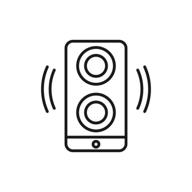 Ses, yüksek sesli hoparlör. Ses tanıma simgesine sahip akıllı konuşmacı. Mükemmel mobil ve web konsepti için kablosuz konuşmacı simgesi.