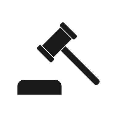 Gavel ikonu. Yargıç ya da Açık Artırma Çekiç ikonu. Hukuk sembolü, yargı işareti, modern mobil ve internet kavramının hakim işitme sembolü.
