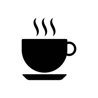 Kahve fincanı simgesi sağlam bir çizgi şeklinde. Sıcak içecek bardağı sembolü. Çay fincanı işareti. Mükemmel web sitesi ve mobil uygulama çizimleri için kafe kavramı.