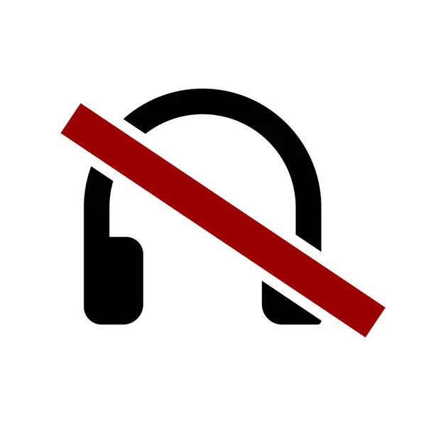 Nincs Fejhallgató Ikon Zene Kikapcsolva Néma Médiajel Tiltott Fejhallgató Szimbólum — Stock Vector