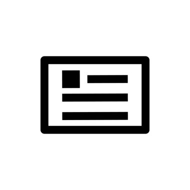 Satır biçiminde kimlik veya profil simgesi. Kimlik belgesi, öğrenci kartı simgesi. Kullanıcı profili, iş kimliği simgesi.