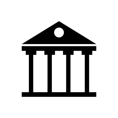 Banka binası ikonu. Adliye ikonu. Klasik Yunan mimari sütunları.