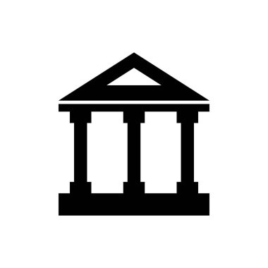 Banka binası ikonu. Adliye ikonu. Klasik Yunan mimari sütunları.