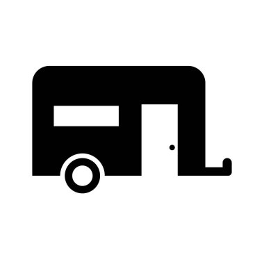 Karavan ikonu. Kamp, seyahat karavanı ikonu. Moda çizgi tasarımı.