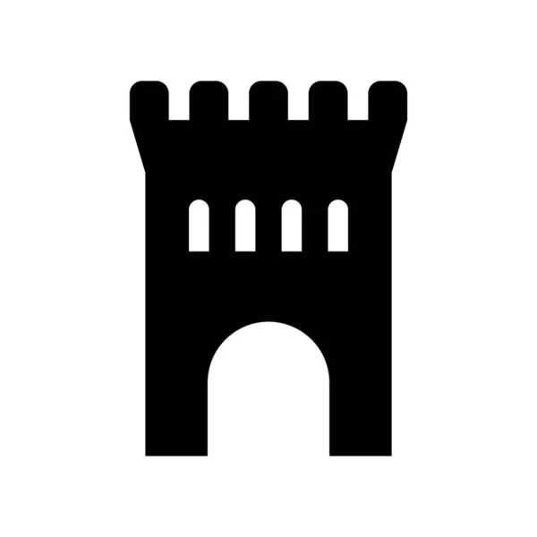 Ikona Drzwi Twierdzy Znak Wejścia Zamku Konstrukcja Linii — Wektor stockowy