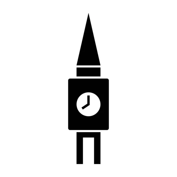 Reloj Icono Torre Estilo Línea — Vector de stock