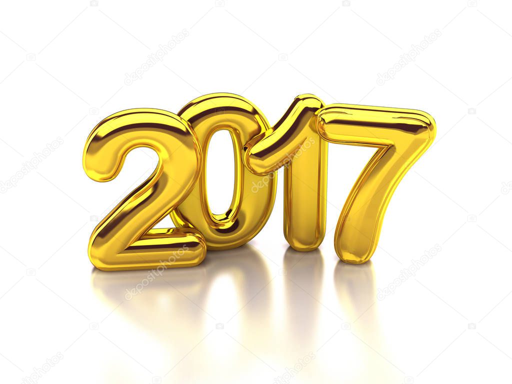 2017 Rounded gold 3d rendering