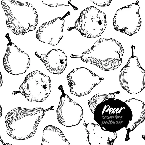 Hand Drawing Pears Seamless Pattern — Stock Vector