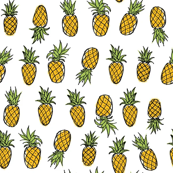 Seamless Mönster Söt Ananas — Stock vektor