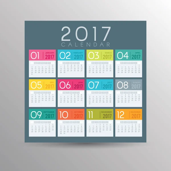 Šablona kalendáře 2017 — Stockový vektor