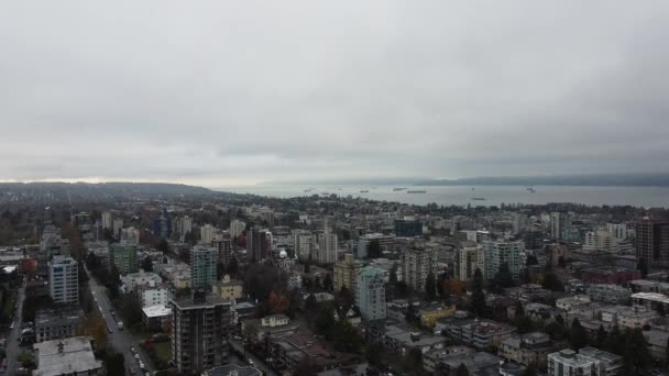 Baia Inglese Con Navi Attesa Panoramica Vancouver Kitsilano — Video Stock