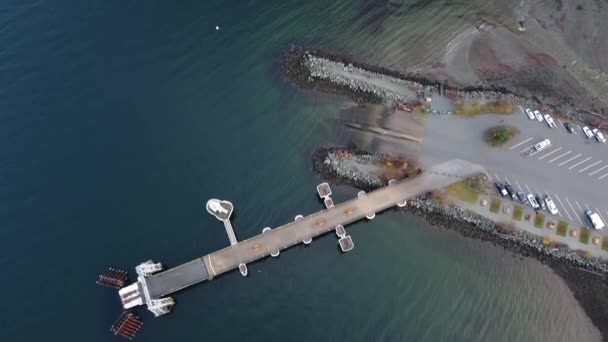 Panoramisch Uitzicht Pier Rivier Het Transparante Water — Stockvideo