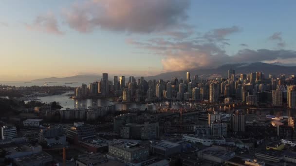 Vancouver Centre Ville Bureau Pendant Coucher Soleil — Video