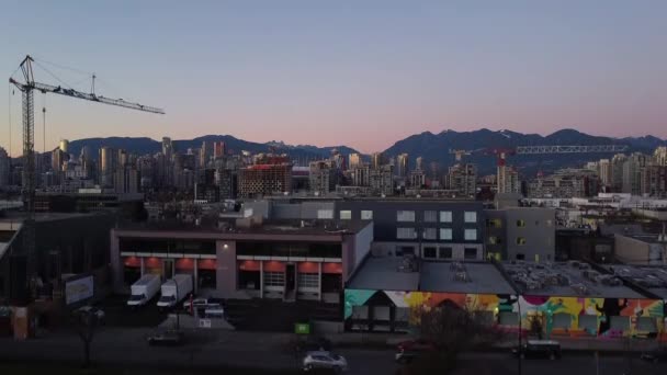 Commerciële Gebouwen Bouw Mount Pleasant Gebied Van Vancouver — Stockvideo